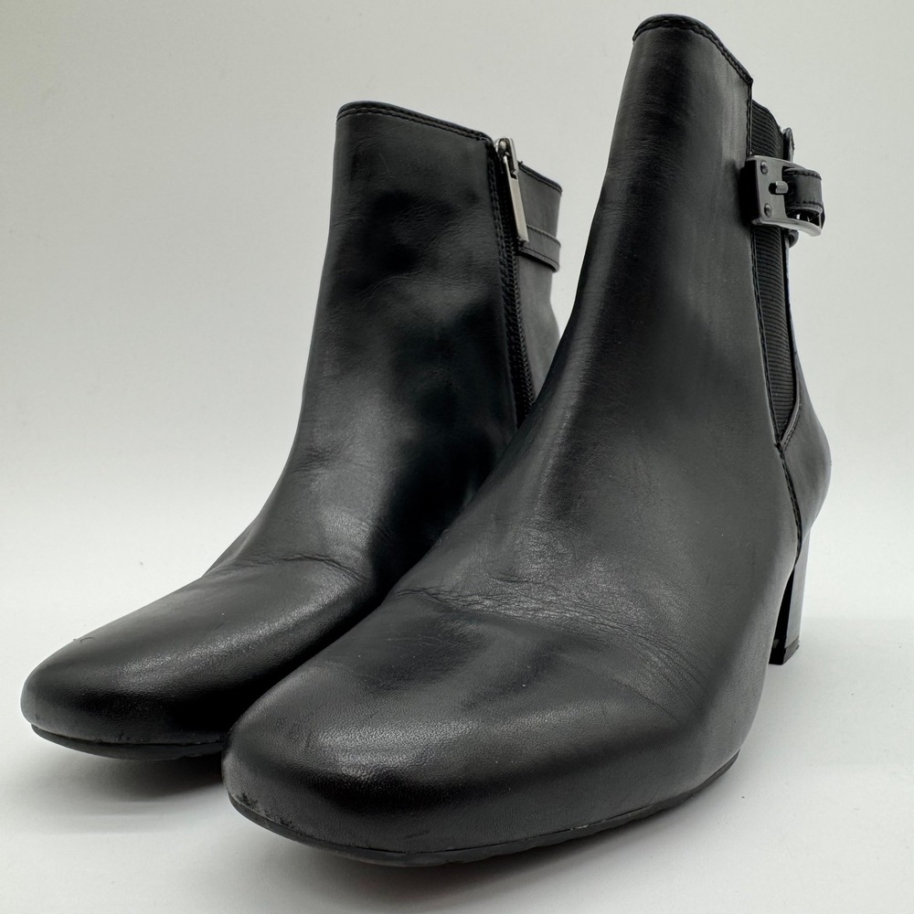 Bandolino Bdlethia Black Leather Ankle Boots Women's Size 6M New Try-On‎